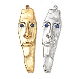 304 Colgantes del rhinestone del acero inoxidable, amuletos de rostro humano