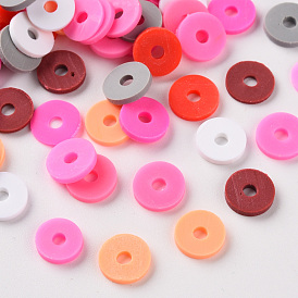 Perles en fimo faits à la main, perles heishi, pour les fournitures de bricolage bijoux artisanat, disque / plat rond