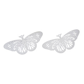 201 Stainless Steel Filigree Pendants, Etched Metal Embellishments, Butterfly