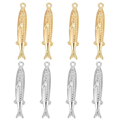 8 шт. 2 цвета латунные подвески, рыба