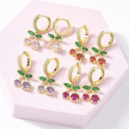 Серьги-кольца из вишневой латуни с микропаве из кубических цирконий, стойки покрытие, прочное покрытие, без кадмия и без свинца, реальный 18 k позолоченный