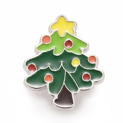 Christmas Tree Enamel Pin, Alloy Badge for Backpack Clothes, Platinum