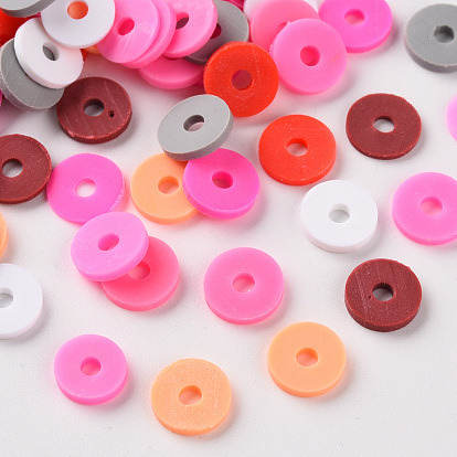 Perles en fimo faits à la main, perles heishi, pour les fournitures de bricolage bijoux artisanat, disque / plat rond