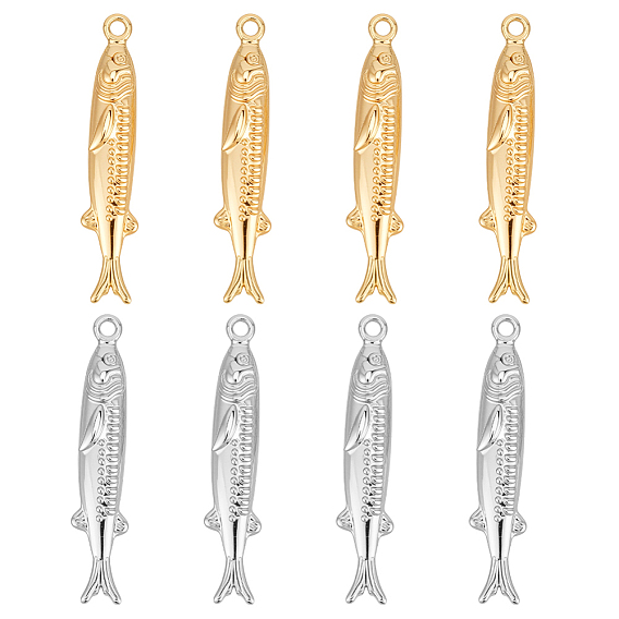 8 шт. 2 цвета латунные подвески, рыба