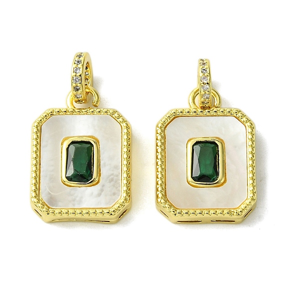 Кулоны из экологически чистой латуни, со стеклом и оболочкой, долговечный, без кадмия и без свинца, прямоугольные