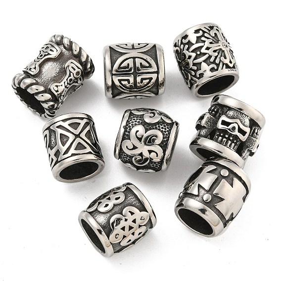 316 европейские бусины из хирургической нержавеющей стали, бусины с большим отверстием, колонка