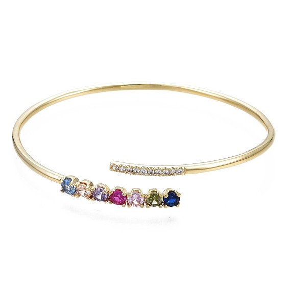 Кубический цирконий открытый браслет-манжета, настоящий 18k позолоченный латунный браслет с крутящим моментом для женщин, без никеля 