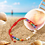 Bracelets de perles tressées en perles de verre et perles rondes d'imitation perle, Bracelets ajustables en fil de nylon tressé pour femmes