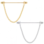 2Pcs 2 Colors Brass Tie Clip, Shirt Collar Brooch for Men Women, with Chain