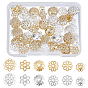 120Pcs 12 Style Brass Bead Caps, Long-Lasting Plated, Flower