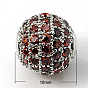 Brass Cubic Zirconia Beads, Round, 10mm, Hole: 1.5mm