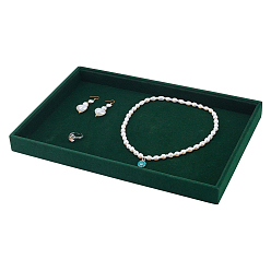 Rectangle Wood Covered with Velvet Display Trays, for Rings Earrings Necklaces Bracelets Organizer Holder