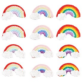 6Pcs 6 Style Handicraft Wool Knitting Rainbow Ornament Accessories, for DIY Costume, Hat, Bag, Hair Accessories