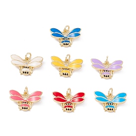 Brass Micro Pave Cubic Zirconia Pendants, with Enamel, Real 18K Gold Plated, Long-Lasting Plated, Bug