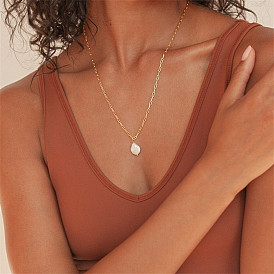 Baroque Pearl Necklace with Copper Plated 14K Gold Clip, Western Style.