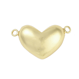 Rack Plating Brass Love Heart Connector Charms, Long-Lasting Plated, Cadmium Free & Lead Free