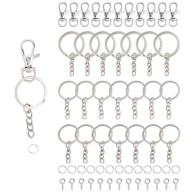 Fabrication de porte-clés en fer bricolage, avec porte-clés fendus, Anneaux ouverts, vis à oeil goupille chevilles et fermoirs pivotants à pince de homard