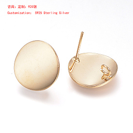 925 conclusions de boucles d'oreille en argent sterling, avec boucle, plat rond