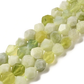 Natural New Jade Beads Strands, Star Cut Round Beads, Faceted