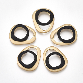 Smooth Surface Spray Painted Alloy Pendants, Oval, Matte Gold Color