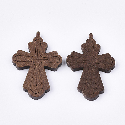 Wooden Pendants, Dyed, Cross