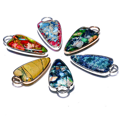 Подвески из натуральной имперской яшмы, сердце, золотые