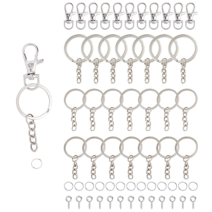 Fabrication de porte-clés en fer bricolage, avec porte-clés fendus, Anneaux ouverts, vis à oeil goupille chevilles et fermoirs pivotants à pince de homard