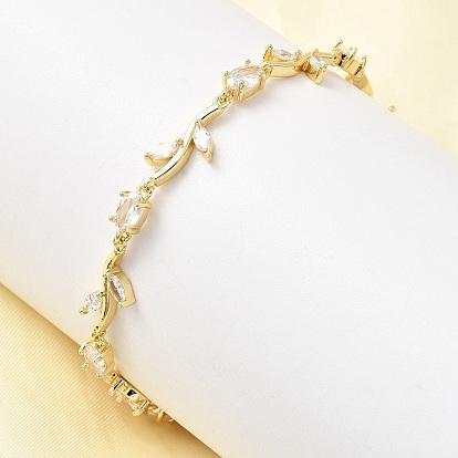 Браслеты-цепочки из латуни с микропаве из прозрачных кубических цирконий, без кадмия и без свинца, стойки покрытие, долговечный