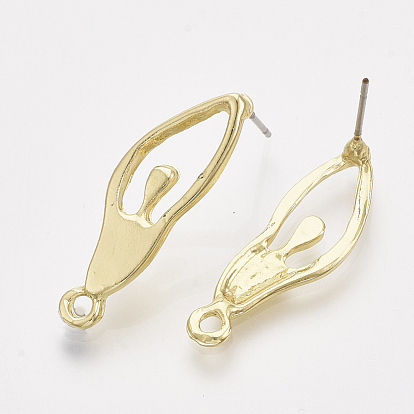 Alloy Stud Earring Findings, with Steel Pins and Loop