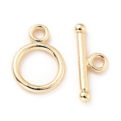 Rack Plating Brass Toggle Clasps, Cadmium Free & Lead Free, Long-Lasting Plated, Round Ring