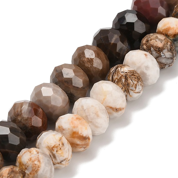 Природные окаменелое дерево бисер пряди, рондель, граненые
