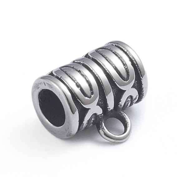 Retro 304 Stainless Steel Tube Bails, Loop Bails, Bail Beads, Column