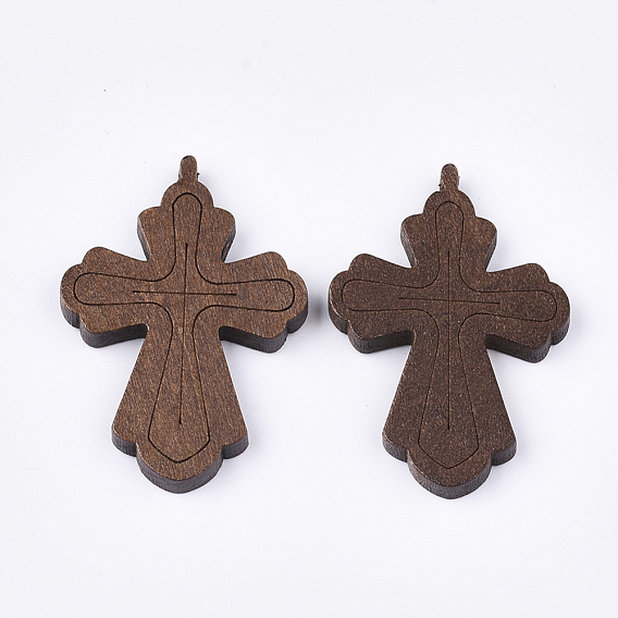 Wooden Pendants, Dyed, Cross