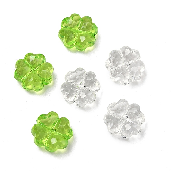 Прозрачные акриловые бусины, клевер, граненые