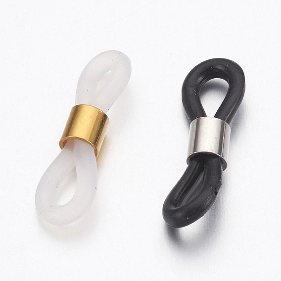 Eyeglass Holders, Glasses Rubber Loop Ends, with Brass Findings