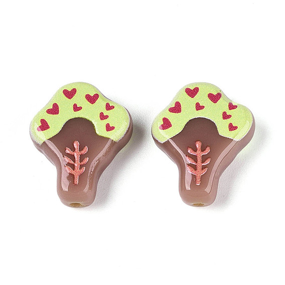 Печатные непрозрачные бусины из смолы, дерево