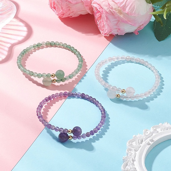 Браслеты-манжеты с натуральными драгоценными камнями и бусинами, браслеты с крутящим моментом для женщин, с латунной бисера