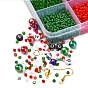 DIY Christmas Earring and Bracelet Making Kit, Including Glass Seed & Acrylic Letter Beads, Aluminum Bell Charms, Brass Earring Hooks
