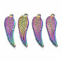 Rainbow Color Alloy Pendants, Cadmium Free & Lead Free, Wing