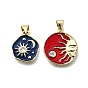 Небесные подвески из латуни с микропаве из кубического циркония, с эмалью, плоско-круглые, реальный 16 k позолоченный