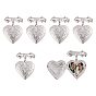 6Pcs Heart & Bowknot Brass Locket Brooches