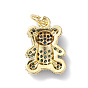 Rack Plating Brass Micro Pave Cubic Zirconia Charms, Lead Free & Cadmium Free, Bear Charm, Real 18K Gold Plated, with Jump Ring