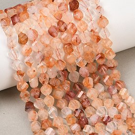 Натуральный гематоидный кварц / нитки из железистого кварца, граненые, твист