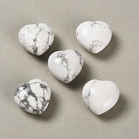 Natural Howlite Heart Love Stone, Healing Pocket Palm Stone for Reiki Balancing