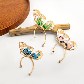 Sparkling Butterfly Wing Ear Cuff with Colorful Gems - Unique Design for Non-Pierced Ears