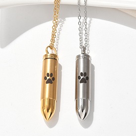304 кулон в виде пули из нержавеющей стали для хранения праха в виде урны для хранения праха в виде отпечатка лапы питомца