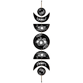 Деревянные подвесные настенные украшения с фазой луны, с хлопковой нити с кисточками, для украшения стен дома