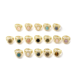 Регулируемое кольцо-капля из натуральных смешанных драгоценных камней с пластиковыми жемчужными бусинами, настоящие позолоченные латунные украшения 14k