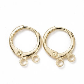 Brass Hugggie Hoop Earrings, with 2 Loops