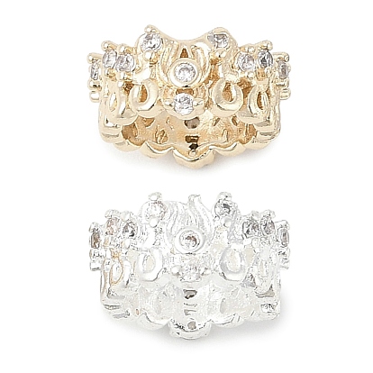 Латунные микро проложить Цирконий Европейский бисером, бусины с большим отверстием, без свинца и без кадмия, колонка